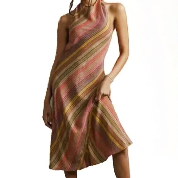 Anthropologie Conditions Apply Reidun Halter Cowl Neck Midi Dress Size M - NWT - Picture 1 of 9